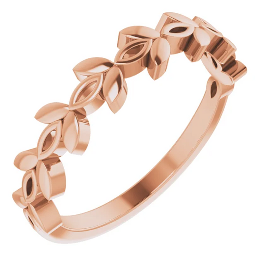 14K Rose Stackable Marquise Design Ring