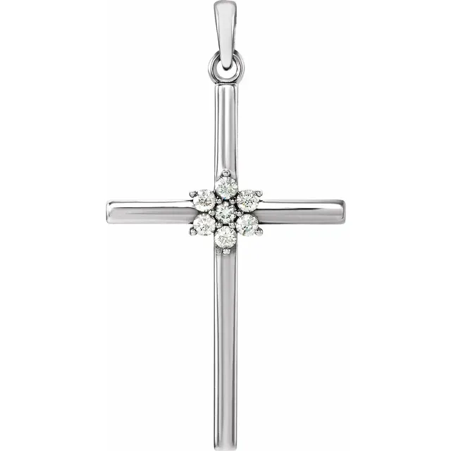 14K Rose 1/1 CTW Diamond Cross Pendant