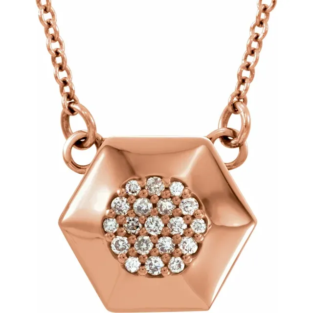 14K Rose .08 CTW Diamond Geometric 16.5" Necklace-