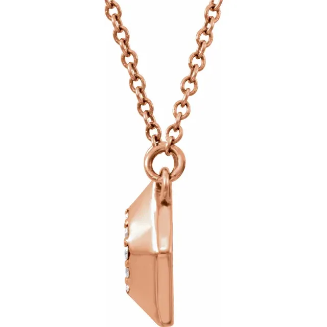 14K Rose .08 CTW Diamond Geometric 16.5" Necklace-