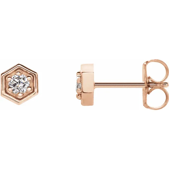 14K Rose 2.5 mm Round Forever One Moissanite Earrings-