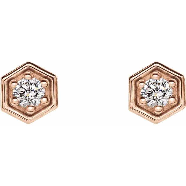 14K Rose 2.5 mm Round Forever One Moissanite Earrings-