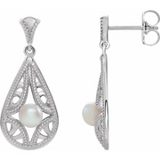 Platinum Freshwater Cultured Pearl Vintage-Inspired Earrings