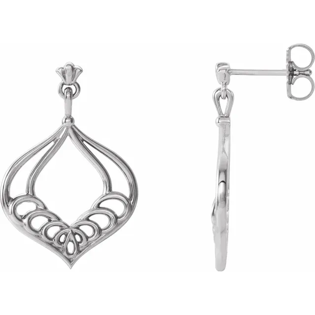 Platinum Vintage-Inspired Dangle Earrings-