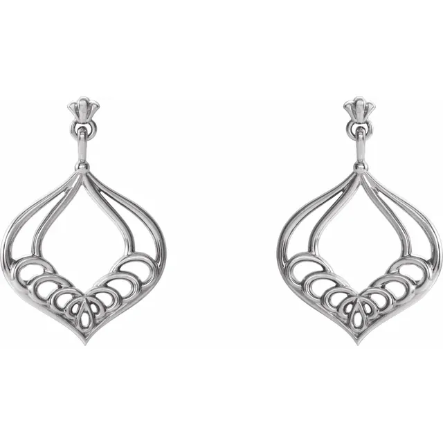 Platinum Vintage-Inspired Dangle Earrings-