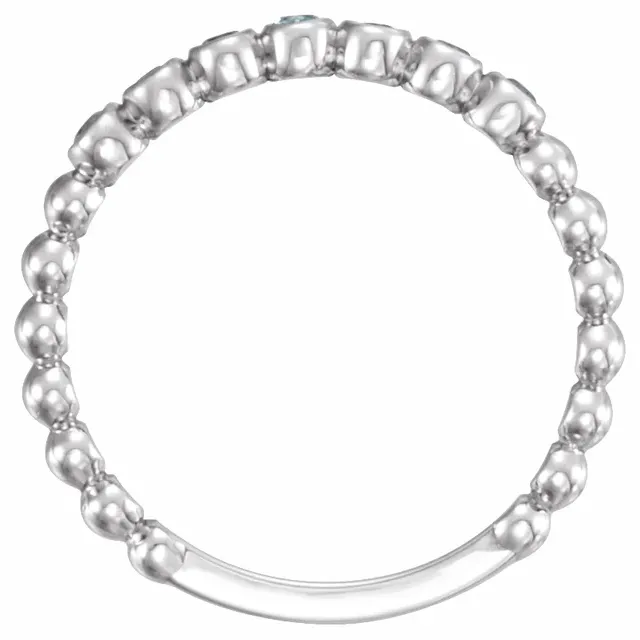 Platinum Aquamarine Stackable Ring-7.00 (approximate standard size)-