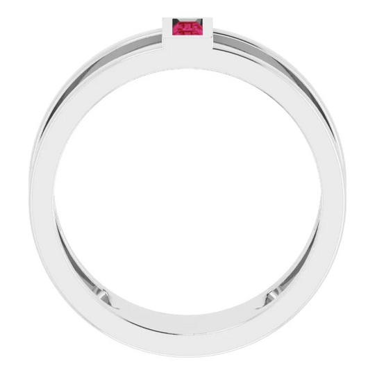 Platinum Ruby Baguette Ring