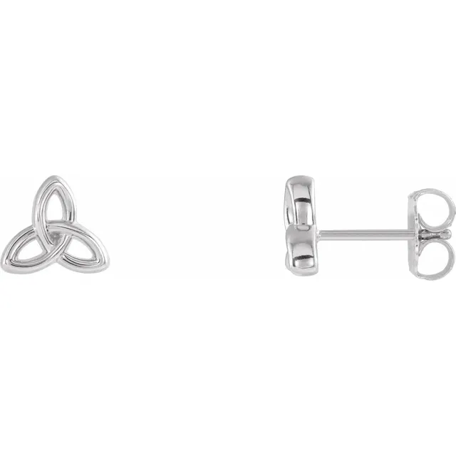 Platinum Celtic-Inspired Trinity Earrings-