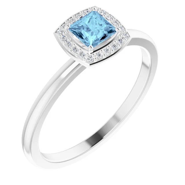 Platinum Aquamarine & .05 CTW Diamond Ring-