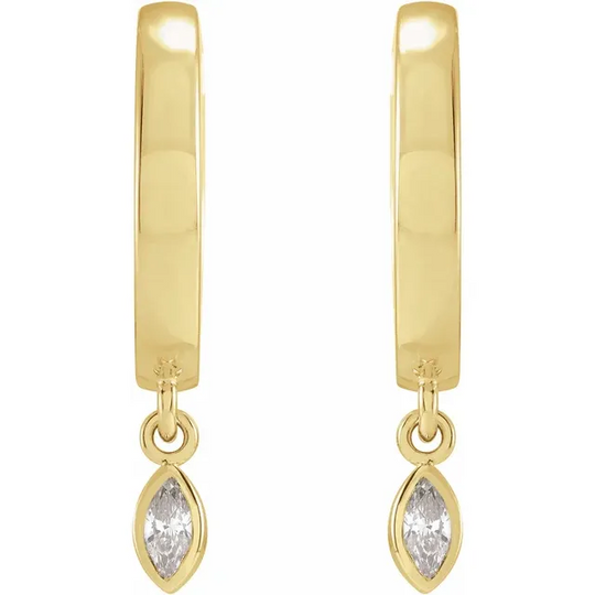 14K Yellow 1/8 CTW Diamond Hinged Hoop Earrings