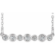 Platinum 1/5 CTW Diamond Bezel-Set Bar 16-18" Necklace