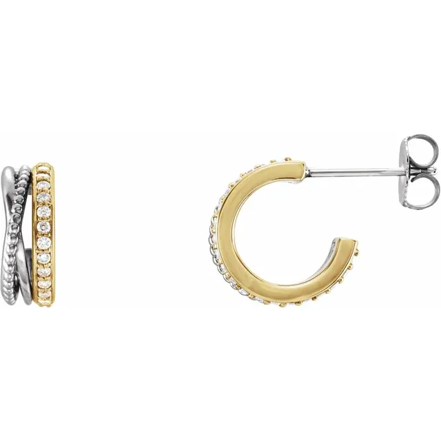Platinum 1/5 CTW Beaded Hoop Earrings-
