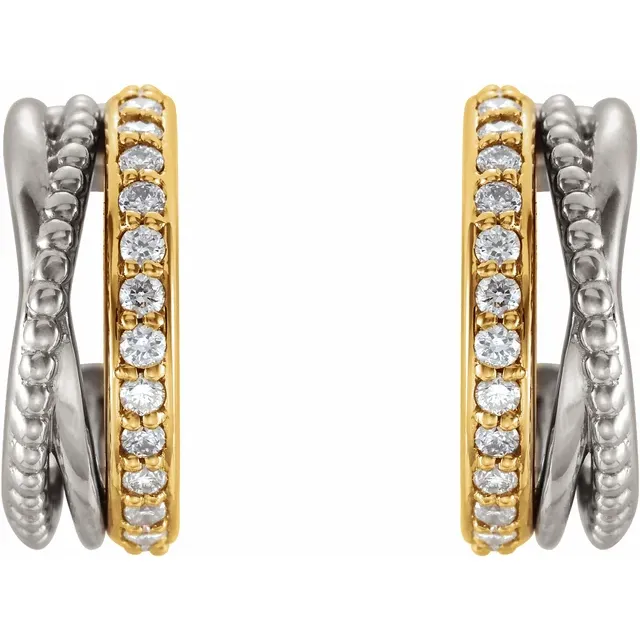 Platinum 1/5 CTW Beaded Hoop Earrings-