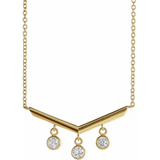 14K Yellow 1/3 CTW Diamond V Bar 18" Necklace