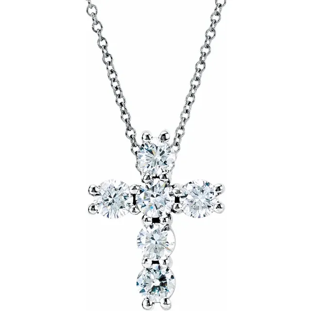 Platinum 1 3/8 CTW Diamond Cross Pendant