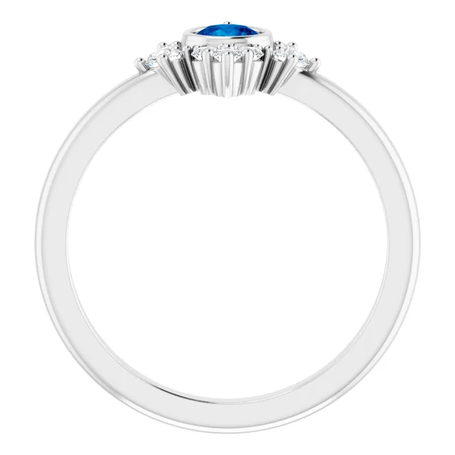 14K White Blue Sapphire & 1/5 CTW Diamond Ring-