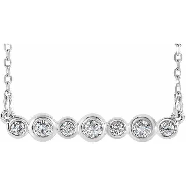14K Rose Mozambique Garnet & .8 CTW Diamond Bezel-*Set Bar 16-18" Necklace