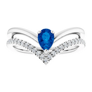 Platinum Blue Sapphire & 1/6 CTW Diamond Ring