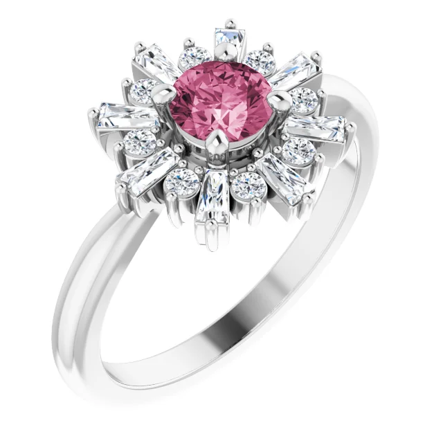 Platinum Pink Tourmaline & 3/8 CTW Ring-