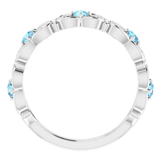 Platinum Aquamarine & .2 CTW Diamond Vintage-Inspired Scroll Ring