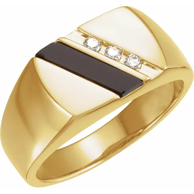 14K Yellow Onyx & 1/10 CTW Diamond Ring-
