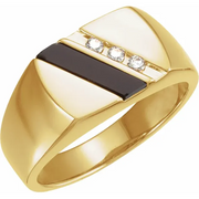 14K Yellow Onyx & 1/1 CTW Diamond Ring