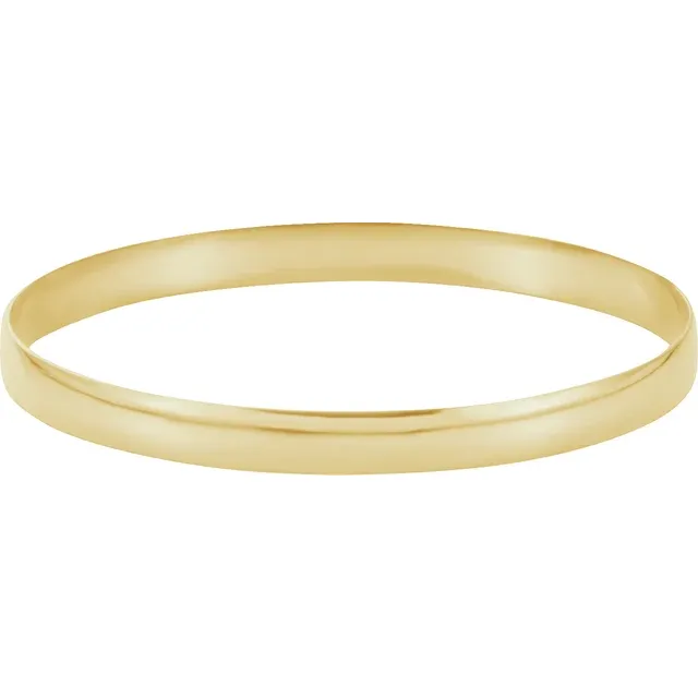 14K White 4 mm Half Round Bangle 7 1/2" Bracelet-