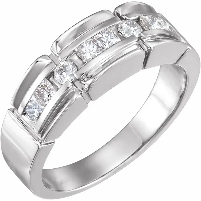 14K White 3/4 CTW Diamond Accented Men's Ring-