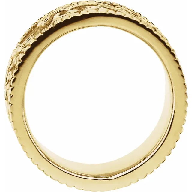 14K Yellow 9 mm Floral Band-7.00 (approximate standard size)-