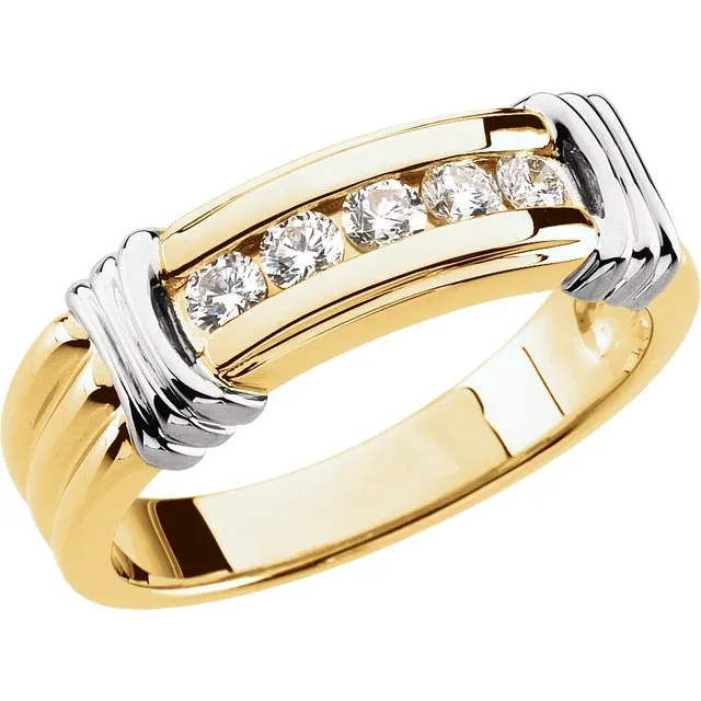 14K Yello/White 1/2 CTW Diamond Men's Band-