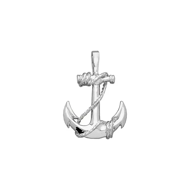 14K White Anchor Pendant-