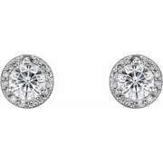 14K White 4 mm Round Forever One Moissanite & .7 CTW Diamond Earrings