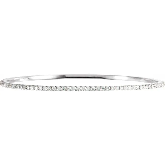 14K White 3 CTW Diamond Stackable Bangle 8" Bracelet-