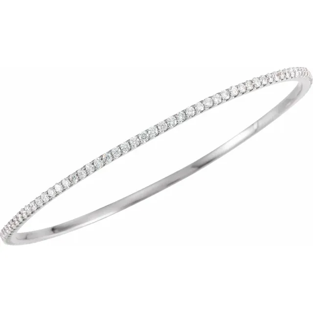 14K White 3 CTW Diamond Stackable Bangle 8" Bracelet-