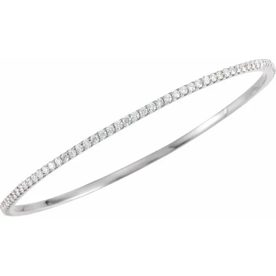 14K White 3 CTW Diamond Stackable Bangle 8" Bracelet