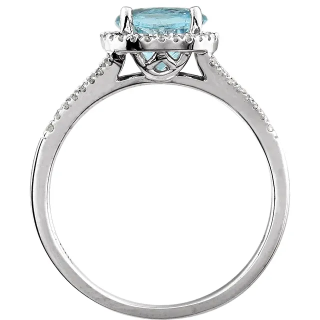 14K White Sky Blue Topaz & 1/5 CTW Diamond Ring-