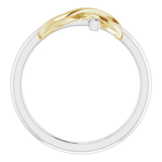 14K White & Yellow Infinity-Inspired Cross Ring