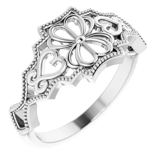 Platinum Vintage-Inspired Ring