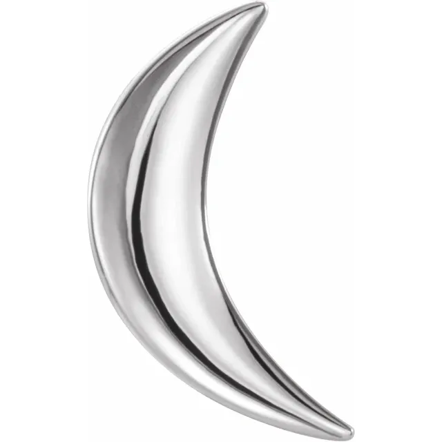 Platinum Crescent Moon Single Earring-