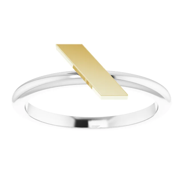 14K White & Yellow Stackable Bar Ring