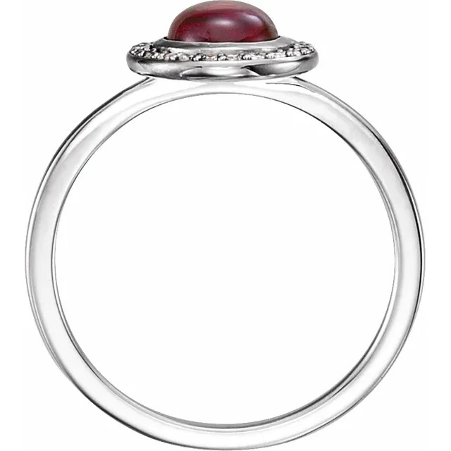 14K White Rhodolite Garnet & 1/10 CTW Diamond Halo-Style Ring-
