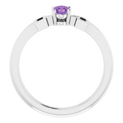 14K White Amethyst Youth Solitaire Cross Ring