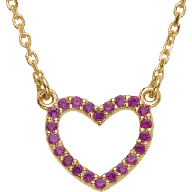 14K Yellow Ruby Heart 16" Necklace
