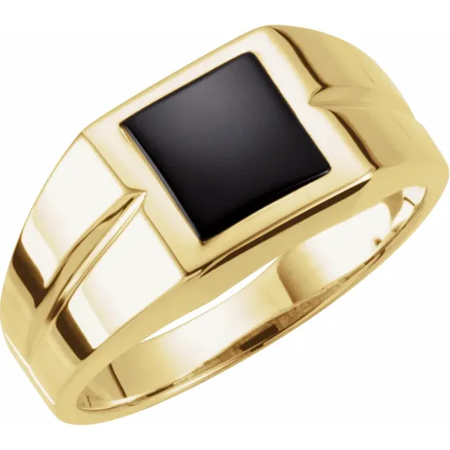 14K Yellow 8 mm Square Onyx Ring-