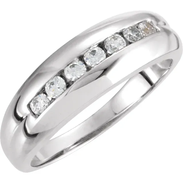 14K White Men's 3/8 CTW Diamond Ring-11.00(aproximate standard size)-