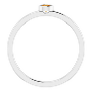 14K White 3 mm Round Citrine Ring