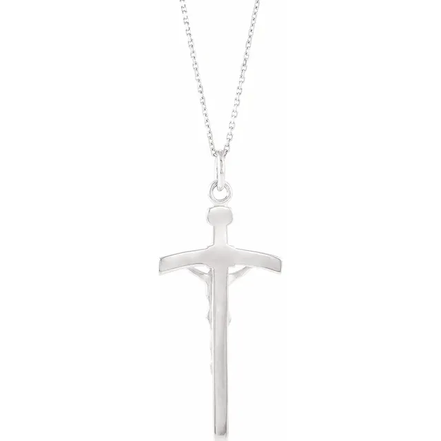 Sterling Silver 23x14 mm Crucifix 18" Necklace-