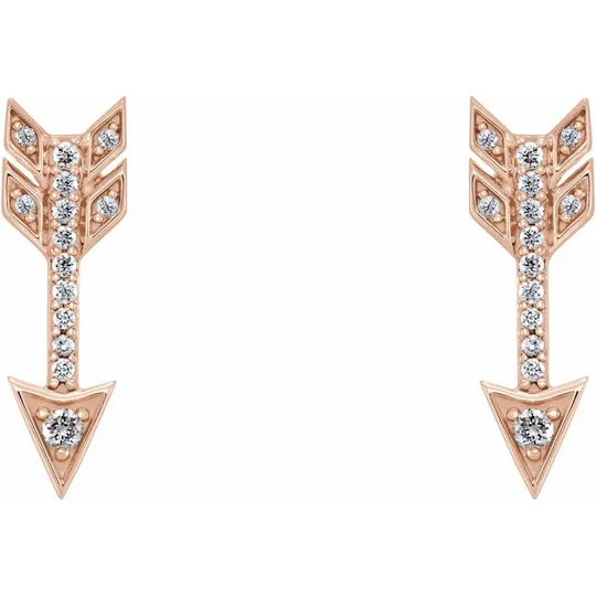 14K Rose 1/6 CTW Diamond Arrow Earrings