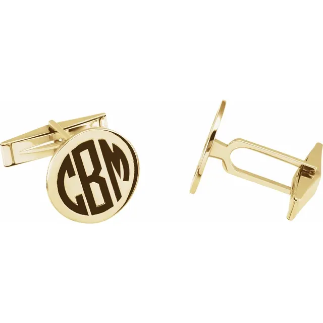 14K Yellow Engravable Cuff Links-