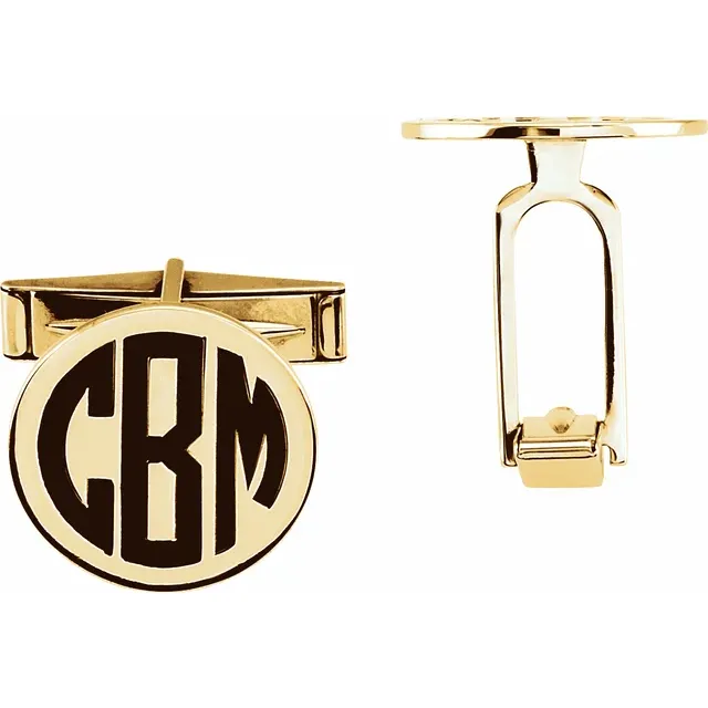 14K Yellow Engravable Cuff Links-